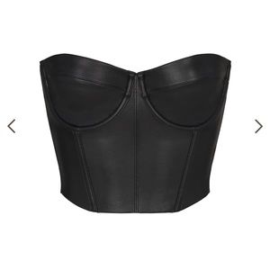 Skims faux leather corset bustier in onyx black NWT